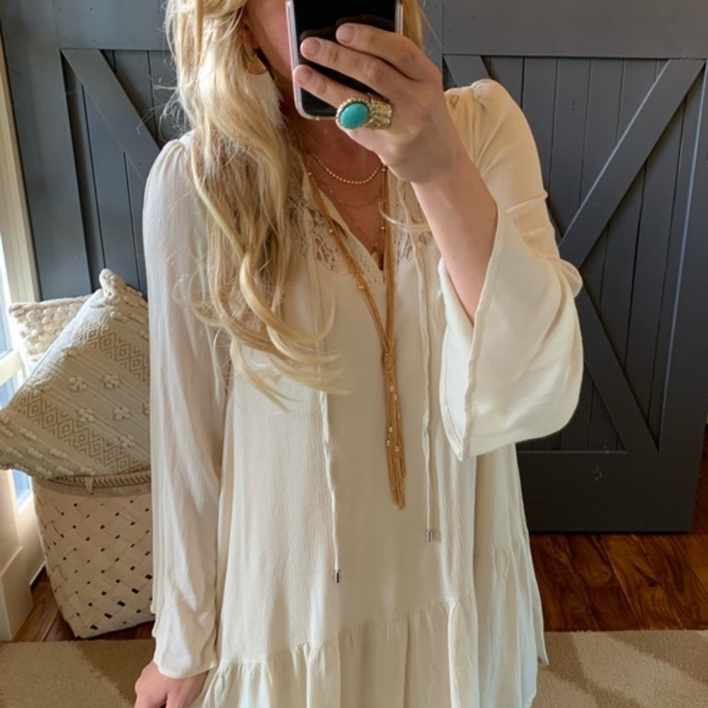 Boho Ethereal Lace Long Sleeve Tunic Dress - Picture 4 of 6
